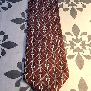 Sutter & Grant Silk Burgandy, Gold, Green, and Brown Tie
